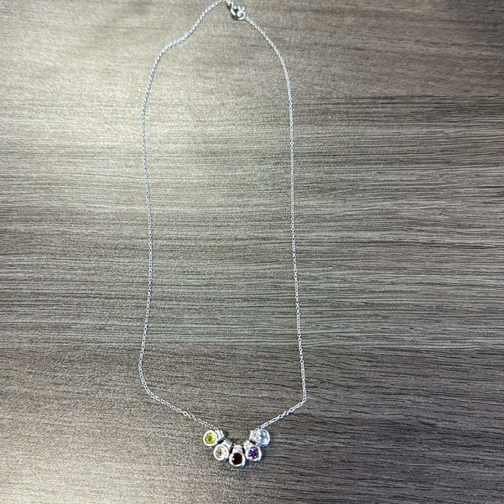 1.22 CTW multi-gemstone rhodium over sterling silver necklace